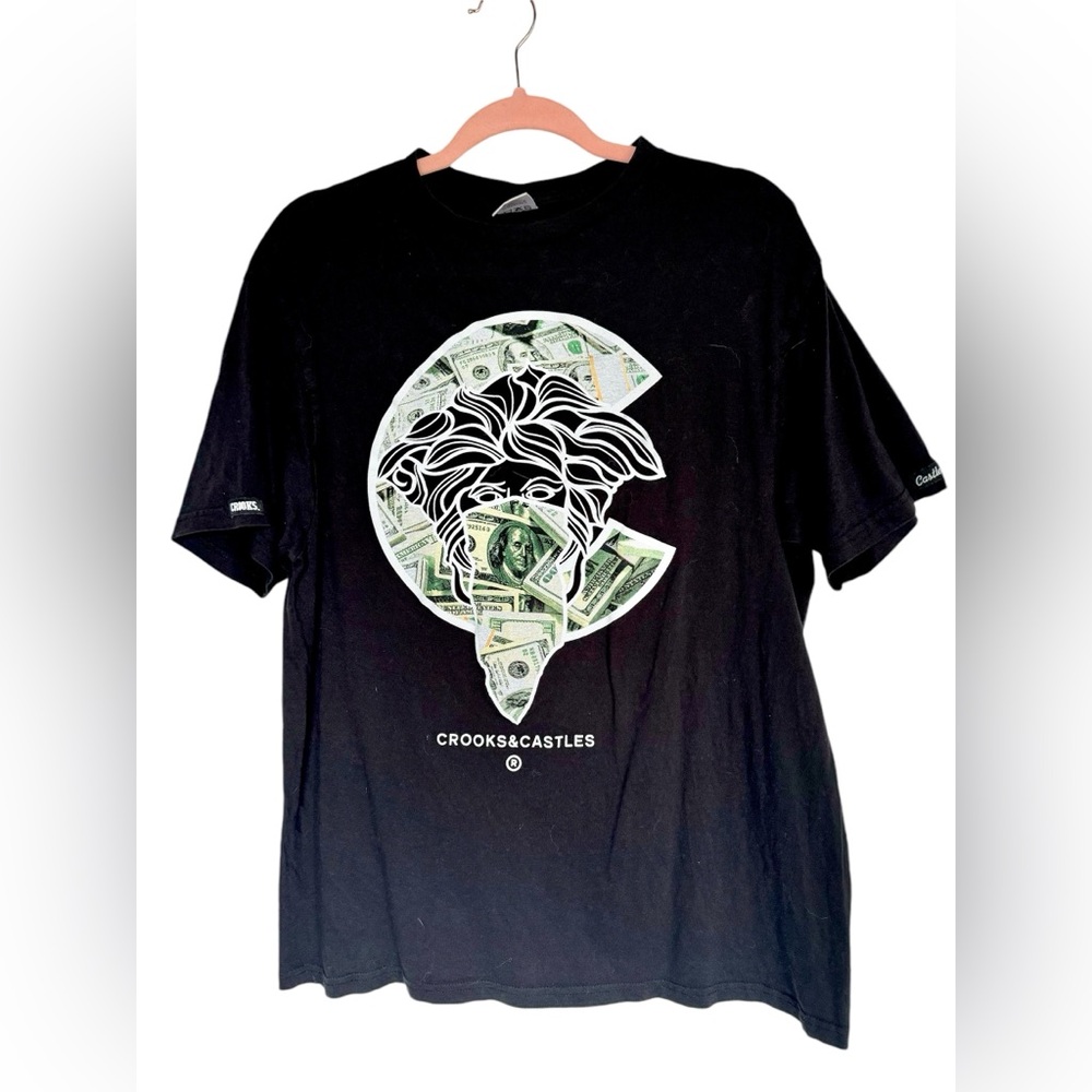 Crooks and Castles T-Shirt, Black, Size Large